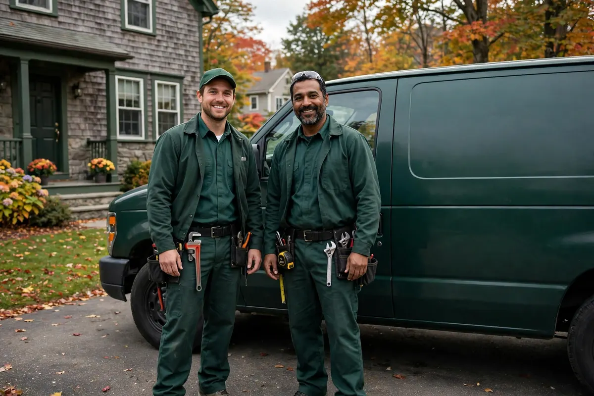 Attleboro Leak Experts technicians beside their service van