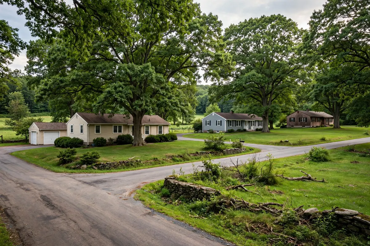 Country road homes at Briggs Corner in Attleboro
