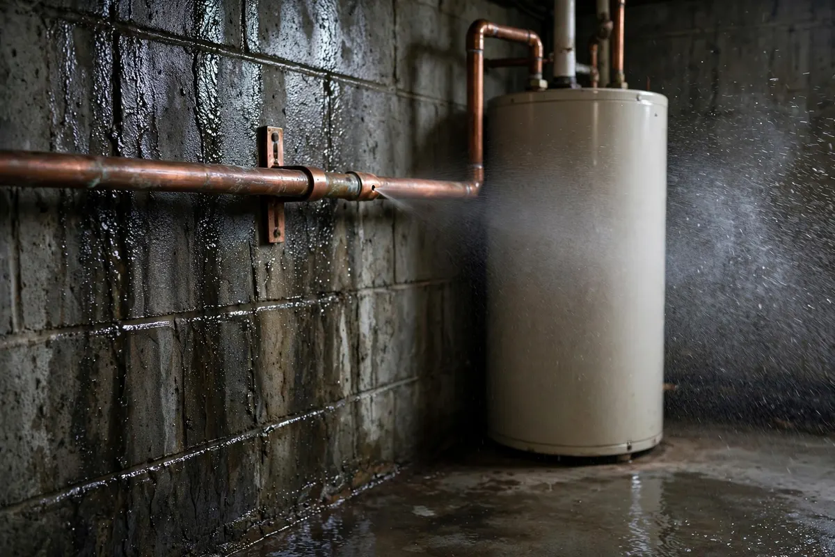 A fine spray behind the heater